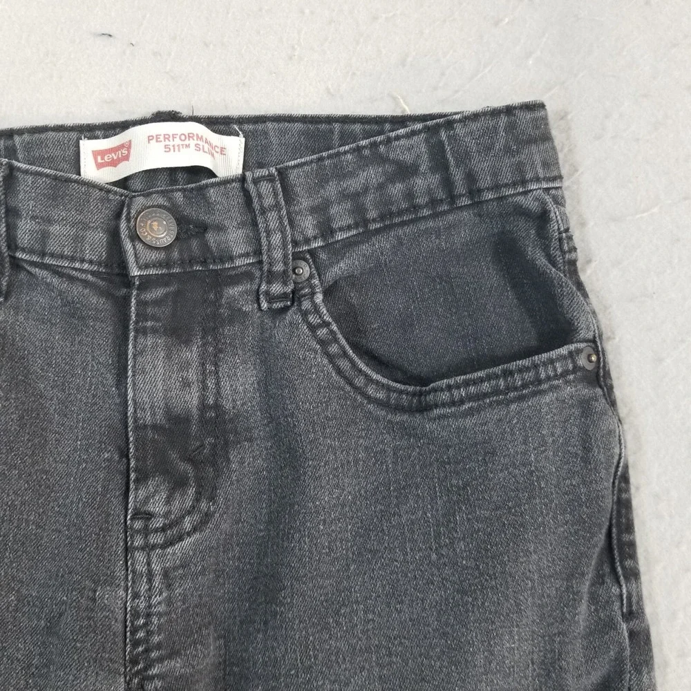 Levi's 511 jeans youth size 16 28 x 30 skinny straight black stretch denim pants